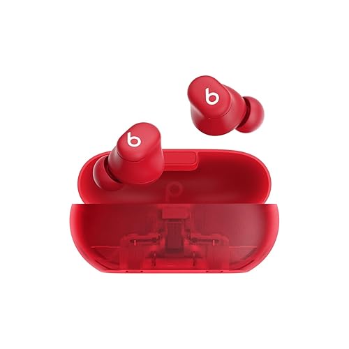 Beats Solo Buds — Wireless Bluetooth Earbuds | 18 Hours of Battery Life | Apple & Android Compatibility | Built-in Microphone - Transparent Red