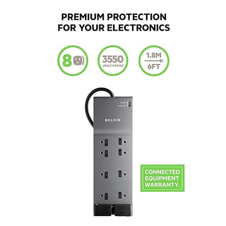 Belkin BE108230-06 8-Outlet Home and Office Surge Protector with Coaxial Protection