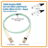 Tripp Lite N836-01M 3 Feet 1M 10G Duplex MMF 50/125 OM3 Fiber Cable Mini-LC/LC (Aqua)