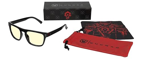 Gunnar Unisex's World of Warcraft Horde Edition Blue Light Gaming Glasses, Onyx, Medium