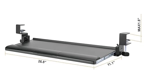 Kantek Desk clamp Five-Position Tilting Keyboard Tray, 26.8 x 11.1, Black