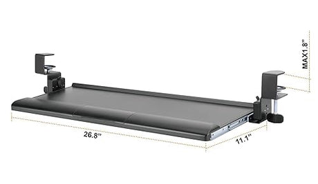 Kantek Desk clamp Five-Position Tilting Keyboard Tray, 26.8 x 11.1, Black