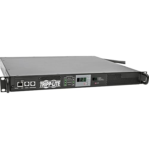 Tripp Lite PDUMNH30HVAT Monitored PDU with ATS, 5.8KW Single Phase, 208V/240V, 2 L6-30P Inputs, 1U Rack-Mount Power, Black Monitored + ATS Outlet
