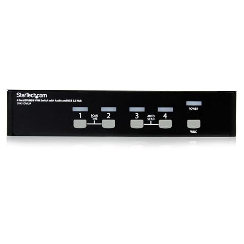 StarTech.com SV431DVIUA 4-Port DVI USB KVM Switch with Audio and USB 2.0 Hub (Black) 4 Port