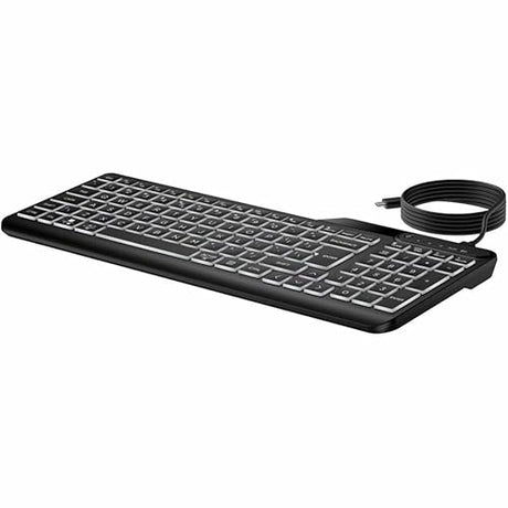 HP 405 Multi-Device Backlit Wired Keyboard (7N7C1UT) - Cable Connectivity - USB Type C, USB Type A Interface - LED - 20 Microphone Mute, Emoji, Language Switch Hot Key(s) - Windows 11, Windows 10, mac
