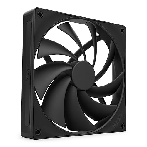 NZXT F140Q, 120mm Quiet Airflow PC Case Fan, Intake or Exhaust, Chamfered Frame for Concentrated Air, Fluid Dynamic Bearings, Low Noise, PWM Control, Black