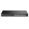 D-Link 24-Port Gigabit PoE+ Unmanaged Switch with 2 SFP Ports (DGS-1026P) – 240W Budget, 30W/Port, Plug-and-Play, Onboard Controls, QoS, Smart Fan, NDAA/TAA Standards