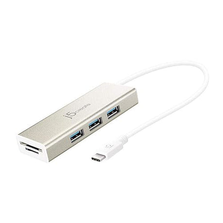 j5create USB 3.1 Type-C Port with SD/Micro SD Card Reader JCH347Adapter Dongle with 3 USB 3.1/3.0/2.0 Ports, for Chromebook/MacBook/and More USB Type C Devices