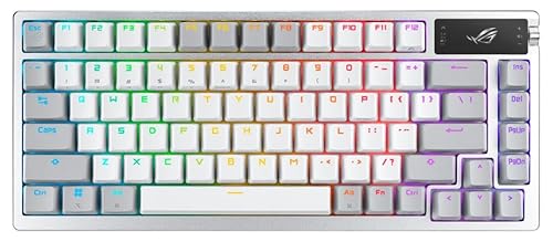 ASUS ROG Azoth Wireless Mechanical Gaming Keyboard – 75% TKL, Tri-Mode Connectivity, Hot Swappable Pre-lubed ROG NX Storm Clicky Switches, PBT Keycaps, RGB, OLED Display, PC/Mac Support - White NX Storm Clicky Switch Storm Switch-Refined clicky White