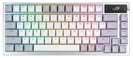 ASUS ROG Azoth Wireless Mechanical Gaming Keyboard – 75% TKL, Tri-Mode Connectivity, Hot Swappable Pre-lubed ROG NX Storm Clicky Switches, PBT Keycaps, RGB, OLED Display, PC/Mac Support - White NX Storm Clicky Switch Storm Switch-Refined clicky White