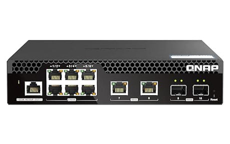 QNAP QSW-M2106R-2S2T-US 10-Port 10GbE & 2.5GbE Managed Network Switch. Layer 2, Web Management, Desktop/Rackmount (Half-Width)