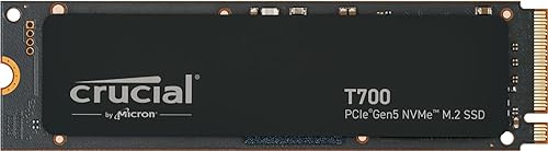 Crucial T700 4TB Gen5 NVMe M.2 SSD - Up to 12,400 MB/s - DirectStorage Enabled - CT4000T700SSD3 - Gaming, Photography, Video Editing & Design - Internal Solid State Drive