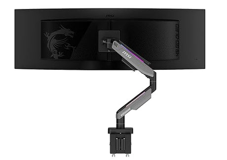 MSI MPG MT201R V2 - Premium RGB Single Monitor Stand Arm, Supports 17-49 Screens and 44 lbs, VESA Compatible, Adjustable Heavy Duty Gas Spring Mount, Clamp & Grommet, Quick Release Plate - Gray