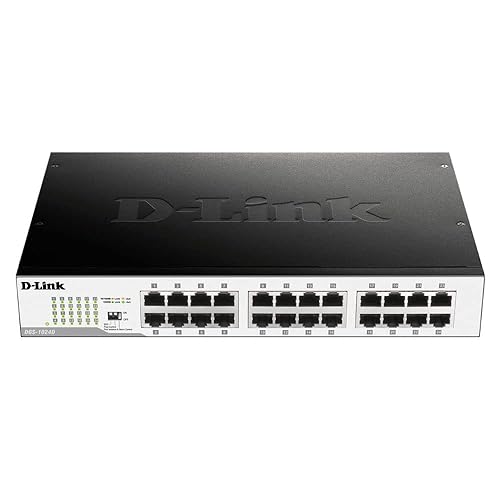 D-Link 24-Port Gigabit Unmanaged Desktop/Rackmount Switch, 3-pin DIP switch w/ real-time toggling (EEE), Flow Control, Port Isolation & Storm Control, Fanless, Metal (DGS-1024D)