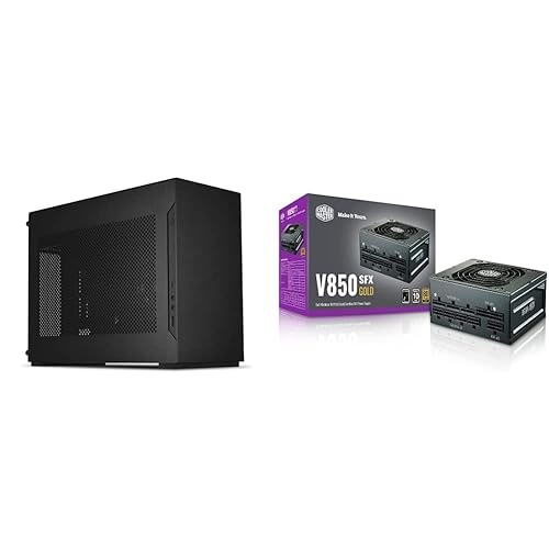 LIAN LI A4-H2O Black SPCC/Aluminum Mini-ITX Computer Case, PCI4.0 Riser Card Cable Included & Cooler Master V850 SFX Gold Full Modular, 850W, 80+ Gold Efficiency, ATX Bracket Included Black Computer Case + Cooler Master V850 SFX