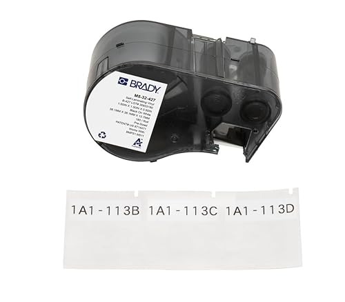Brady Label Tape Heat Shrink Polyolefin for Labeling Machines BMP51/BMP53/M511-80 Self-adhesive labels - Black on white (25.78 mm (L) x 11.15 mm (A)) - M5-250-1-342 Self-laminating Vinyl Black on White Clear 38,10 mm (W) x 38,10 mm (H)
