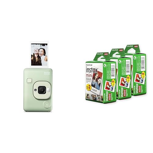 Fujifilm INSTAX Mini LIPLAY Hybrid Instant Camera Matcha Green, with 60 Exposures Camera + 60 Exposures Green