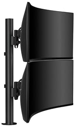 Atdec AWMS-2-LTH75-H-B Dual Stack Heavy Monitor Desk Mount - Flat and Curved up to 49in - VESA 75x75, 100x100 - Tool-Free Adjustable Monitor Height, tilt, pan - Quick Display Release, Black