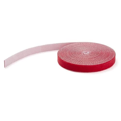 StarTech.com 50ft Hook and Loop Roll - Cut-to-Size Reusable Cable Ties - Bulk Industrial Wire Fastener Tape/Adjustable Fabric Wraps Red/Resuable Self Gripping Cable Management Straps (HKLP50RD) 50 ft Red