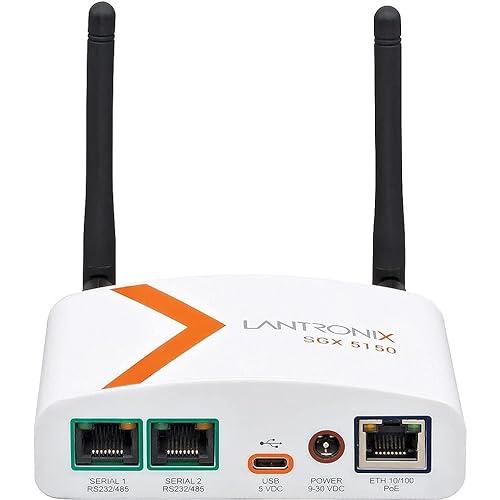 Lantronix Sgx 5150 Wireless Iot Gateway, 802.11A/B/G/N/Ac, 2Xrs232, USB, 10/100 Sgx5150202us