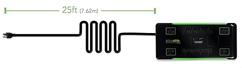 Plugable Surge Protector Power Strip with USB and 12 AC Outlets, Built-in 10.5W 2-Port USB Charger for Android, Apple iOS, and Windows Mobile Devices, 25 Foot Extension Cord 25ft Black