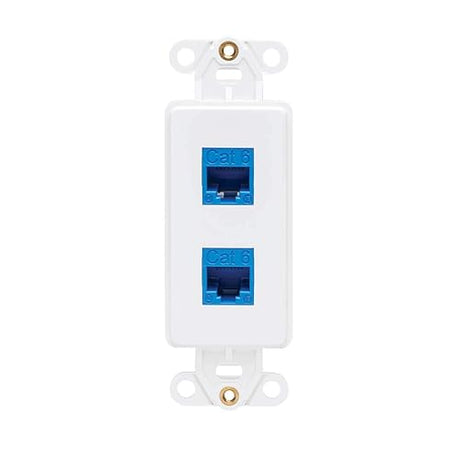 Tripp Lite Decora Wall Plate Insert, Decorative Center Plate, Vertical 2 Port Keystone Jack, White (N042D-002V-WH) Center Plate 2 Ports