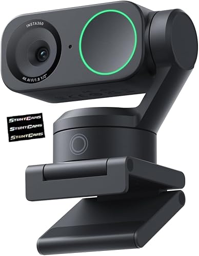 Insta360 Link 2 - PTZ 4K Webcam for PC/Mac, 1/2 Sensor, AI Tracking, HDR, AI Noise-Canceling Mic, Gesture Control for Streaming, Video Calls, Gaming, Works with Zoom, Teams, Twitch & More