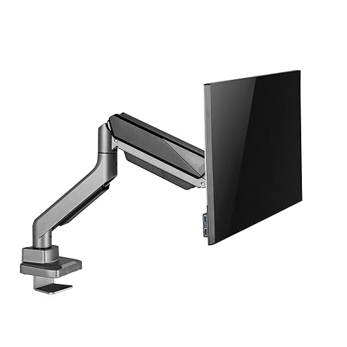 Amer Mounts - Single Heavy Duty Monitor Clamp Grommet Mount with Articulating Arm - Supports 17 - 35 Standard 49 Widescreen LED/LCD Flat Screen Display - HYDRA1HDB