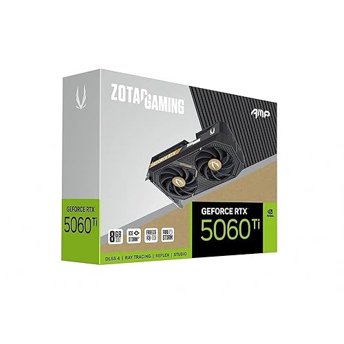 ZOTAC Gaming GeForce RTX 5060 Ti 8GB AMP DLSS 4 8GB GDDR7 128-bit 28 Gbps PCIE 5.0 Gaming Graphics Card, IceStorm 2.0 Cooling, White LED Lighting, ZT-B50610F-10M