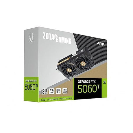 ZOTAC Gaming GeForce RTX 5060 Ti 8GB AMP DLSS 4 8GB GDDR7 128-bit 28 Gbps PCIE 5.0 Gaming Graphics Card, IceStorm 2.0 Cooling, White LED Lighting, ZT-B50610F-10M