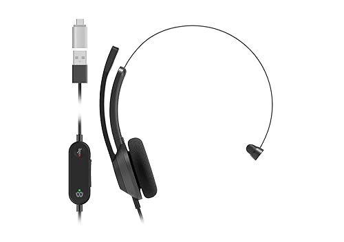 Cisco Headset 321 USB-C, Wired Single On-Ear Headphones, Webex Controller with USB-C, Carbon Black, 2-Year Limited Liability Warranty (HS-W-321-C-USBC) Carbon Black Adjustable Professional