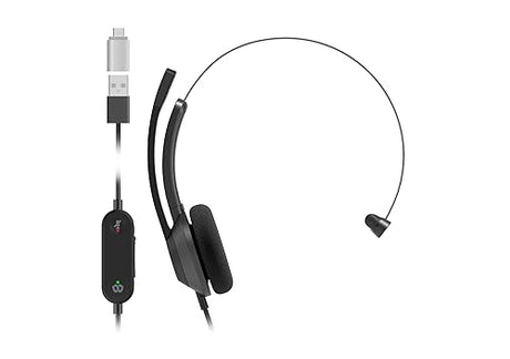 Cisco Headset 321 USB-C, Wired Single On-Ear Headphones, Webex Controller with USB-C, Carbon Black, 2-Year Limited Liability Warranty (HS-W-321-C-USBC) Carbon Black Adjustable Professional