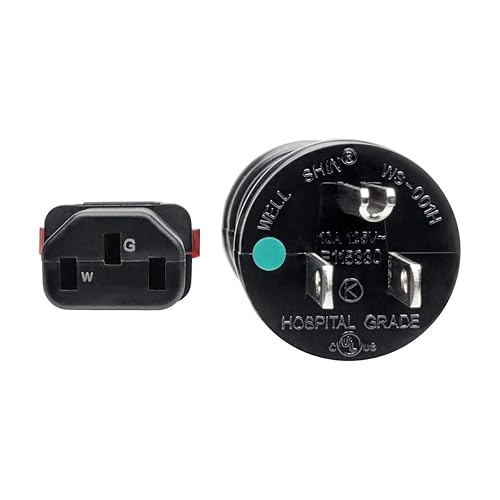 Tripp Lite Hospital-Grade Computer Power Cord (Nema 5-15P to C13), Locking C13 Connector, 10A, 125V, 18AWG, 10 ft. (P006-L10-HG10)
