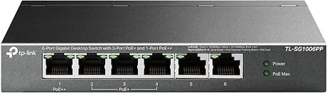TP-Link TL-SG1006PP | 5 Port PoE Switch | 3 PoE+ and 1 PoE++ Ports @64W, w/ 2 Uplink Gigabit Ports | Sturdy Metal | Plug & Play | Extend Mode | PoE Auto Recovery | QoS & IGMP