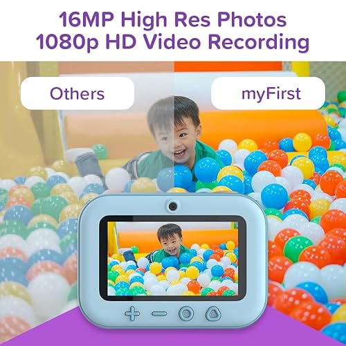 New myFirst Camera Insta 20 - Instant Print Digital Camera for Kids with 16MP Photos 1080P, Birthday Gift for Kids 4-12, Selfie Lens, Unlimited Printing, Micro SD Card (Blue)