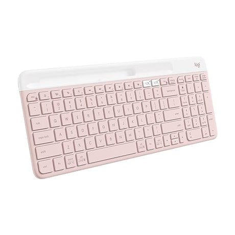 Logitech K585 Multi-Device Slim Wireless Keyboard, Built-in Cradle for Device; for Laptop, Tablet, Desktop, Smartphone, Win/Mac, Bluetooth/Receiver, Compact, Easy Switch, 24 Month Battery - Rose Rose Keyboard (New)