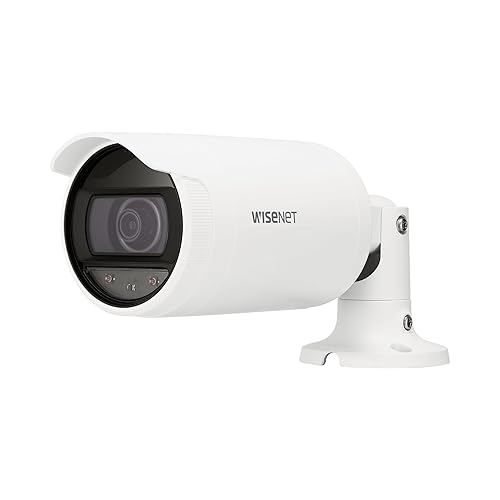 HANWHA ANO-L7012R Wisenet IR Bullet Camera, White; 4MP Resolution; 1/3 CMOS Sensor; IR Visibility Up to 65.6 feet; Micro SD/SDHC/SDXC Onboard Memory Slot Up to 128GB; IP66; Fixed Focus