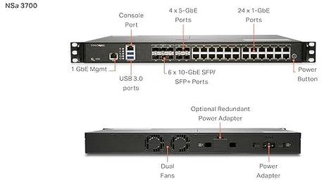 SonicWall NSA 3700 TradeUp (03-SSC-2978) | 3 YR Advanced Protection Security Suite and 1 YR Cloud Secure Edge - Secure Internet Access (Basic-25 Users) and Secure Private Access (Advanced-8 Users)