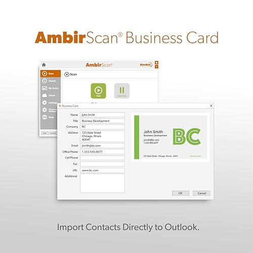 Ambir ImageScan Pro 687 Duplex Card Scanner with AmbirScan Business Card for Windows PC