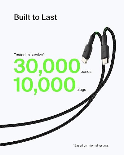 Belkin BoostCharge Braided USB-C to USB-A Cord (1M/3.3ft) for iPhone 16 Series, Samsung Galaxy S24 Series, Note20, Google Pixel 7 & 8, iPad Pro, Nintendo Switch, & More - Black Black 3.3 ft