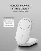 Belkin Magnetic Foldable Wireless Charging Stand 15W - MagSafe-Compatible Qi2-Certified Charger, Wireless Charging Stand for iPhone 16, Galaxy S25, & More - Standby Mode Ready w/PSU Included - White