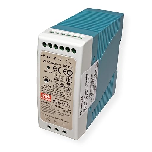 TRENDnet 60 W Single Output Industrial DIN-Rail Power Supply, Universal AC Input, Extreme -20 to 70 °C (-4 to 158 °F) Operating Temp, TI-M6024