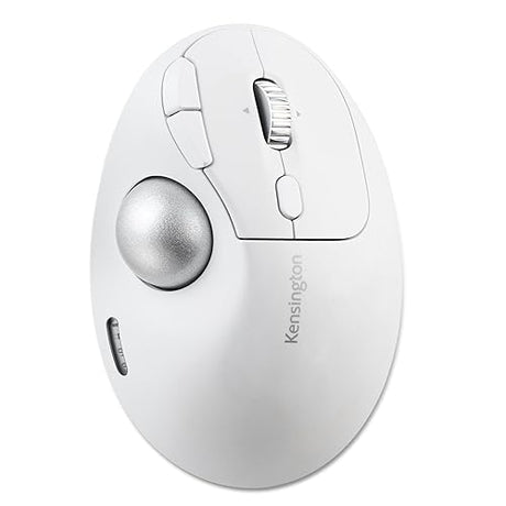 Kensington TB550 Wireless Trackball Mouse, Rechargeable Battery, Bluetooth(LE) & 2.4GHz Wireless Connections, Ergonomic Design, 4D Scroll Wheel, 128-bit AES Encryption, White-Silver (K72180WWVN) White/Silver