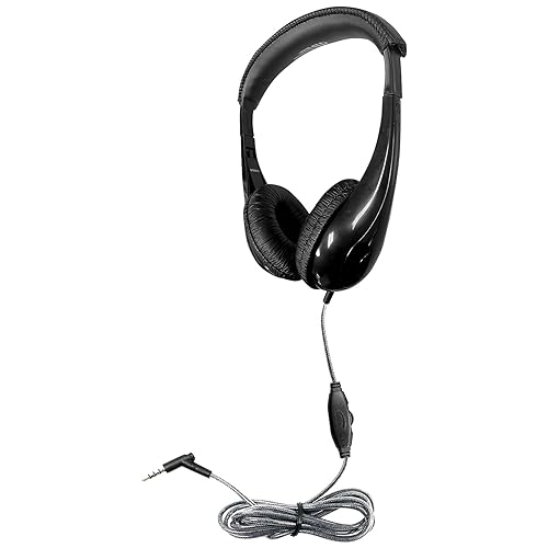 HamiltonBuhl Motive8 Mid-Sized Multimedia Headphone with in-line Volume Control, Black