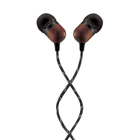 House of Marley | Smile Jamaica Wired in-Ear Headphones - in-line Microphone with 1-Button Remote | Noise Isolating | Durable | Tangle Free Cable | Black Signature Black