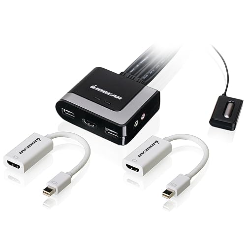 IOGEAR 2-Port HD and DisplayPort Cable KVM Kit with Audio, GCS62HMDPKIT 2-Port HDMI and Mini DisplayPort