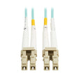 Tripp Lite Eaton Fiber Patch Cable, 2 Meters / 6.6 Feet, LC to LC Fiber Optic Cable, 100Gb OM4 Multimode Duplex, 50/125um, Aqua, TAA Compliant, Lifetime Manufacturer's Warranty (N820-02M-OM4TAA)