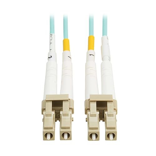 Tripp Lite Eaton Fiber Patch Cable, 2 Meters / 6.6 Feet, LC to LC Fiber Optic Cable, 100Gb OM4 Multimode Duplex, 50/125um, Aqua, TAA Compliant, Lifetime Manufacturer's Warranty (N820-02M-OM4TAA)