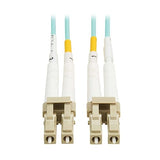 Tripp Lite Eaton Fiber Patch Cable, 2 Meters / 6.6 Feet, LC to LC Fiber Optic Cable, 100Gb OM4 Multimode Duplex, 50/125um, Aqua, TAA Compliant, Lifetime Manufacturer's Warranty (N820-02M-OM4TAA)