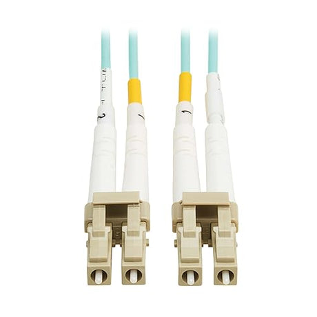 Tripp Lite Eaton Fiber Patch Cable, 2 Meters / 6.6 Feet, LC to LC Fiber Optic Cable, 100Gb OM4 Multimode Duplex, 50/125um, Aqua, TAA Compliant, Lifetime Manufacturer's Warranty (N820-02M-OM4TAA)